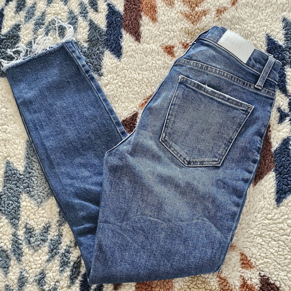 PISTOLA Cara Blue  High Rise Vintage Ankle Skinny Jeans Size 27 - Picture 2 of 13